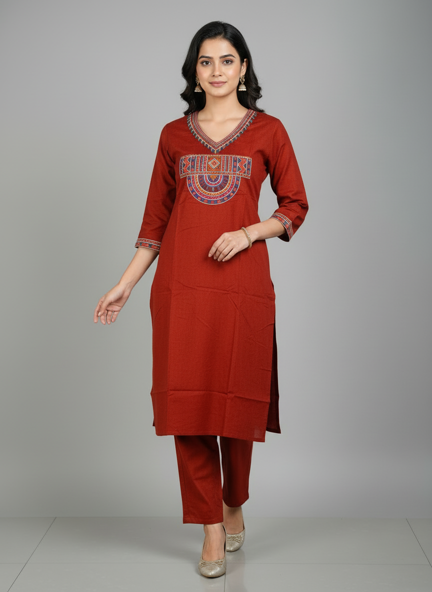 Pratham Heritage Panel Embroidered Co-ord Set
