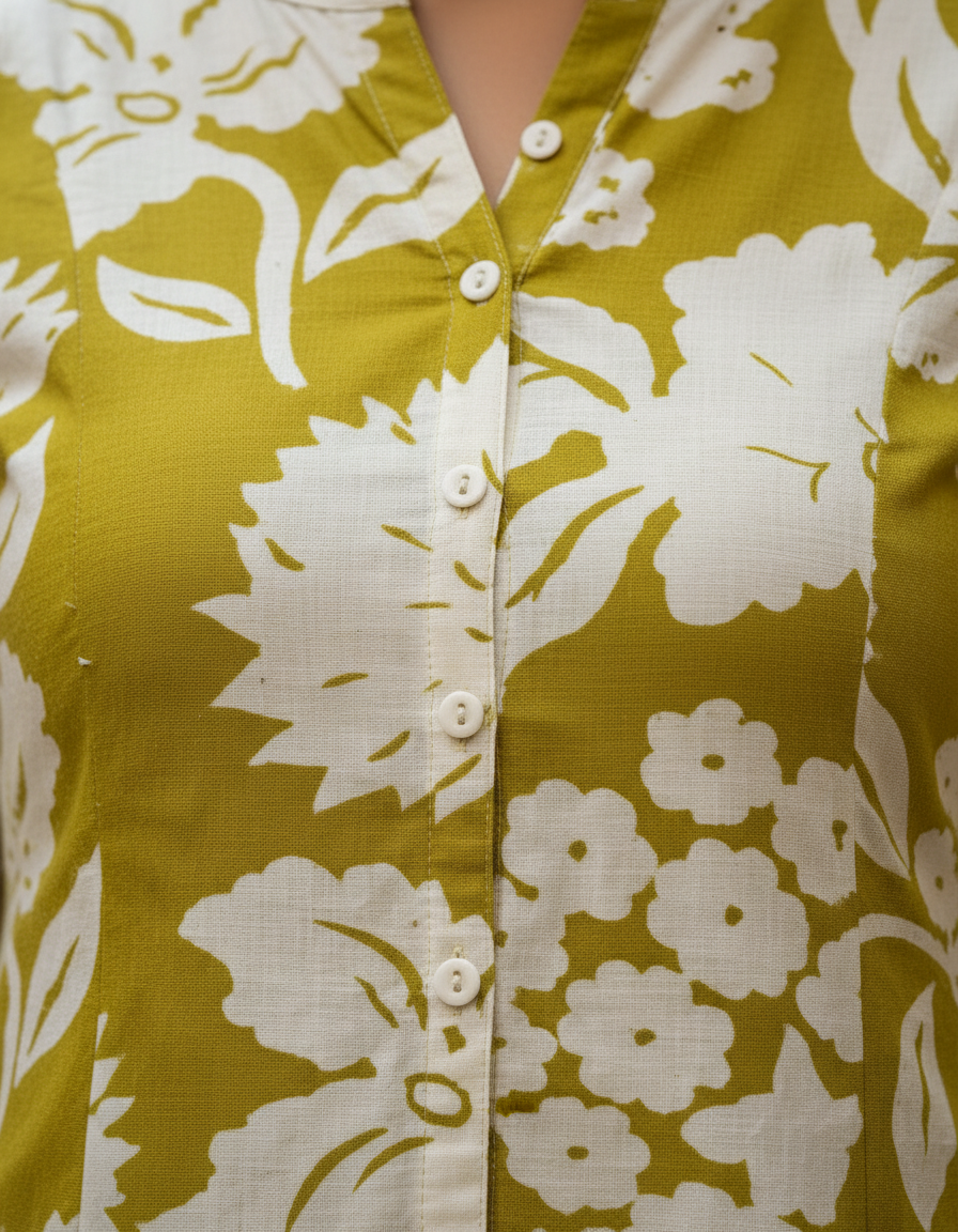 Ahana Cotton Co-ord Set – Mustard Floral