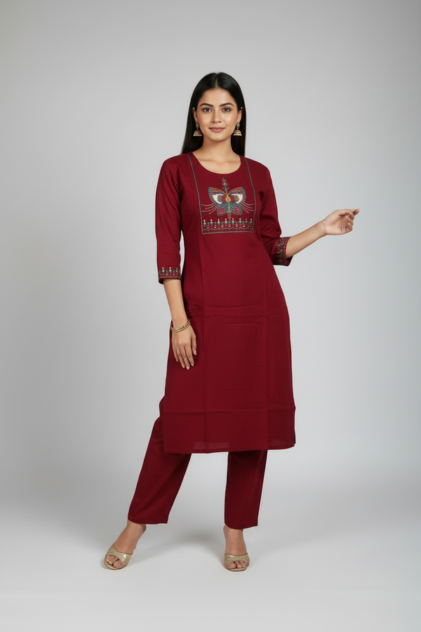 Pratham Ruby Monarch Embroidered Co-ord Set